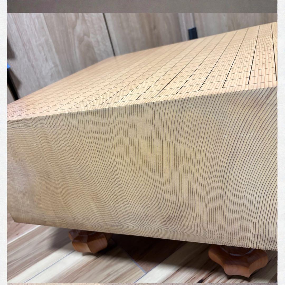 【重厚6寸】天然木 囲碁板 セット 脚付碁盤 蛤碁石 那智黒石 ヘソ付 良木目