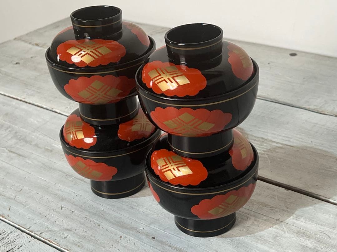 秀衡塗漆器 漆塗り 蓋付き お椀 セット