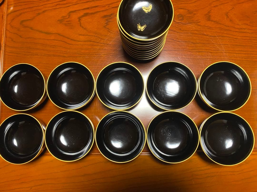 輪島塗　漆器 椀 10個セット 黒赤 金色装飾