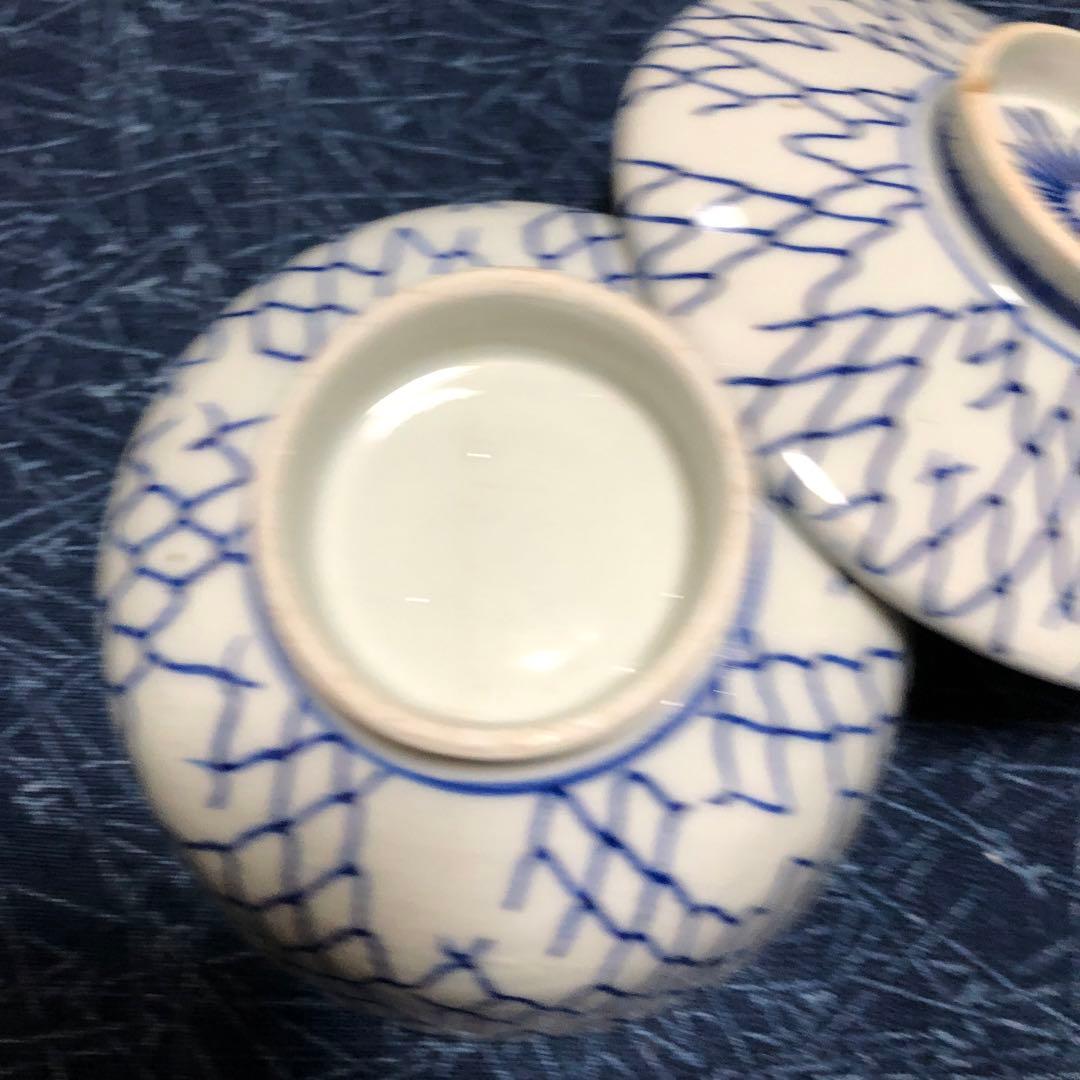 古伊万里　総破れ網手　蓋付き陶器椀物　江戸時代