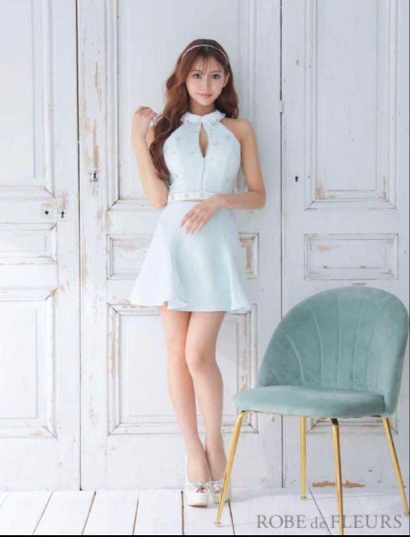 ROBE de FLEURS ホワイトミニドレス