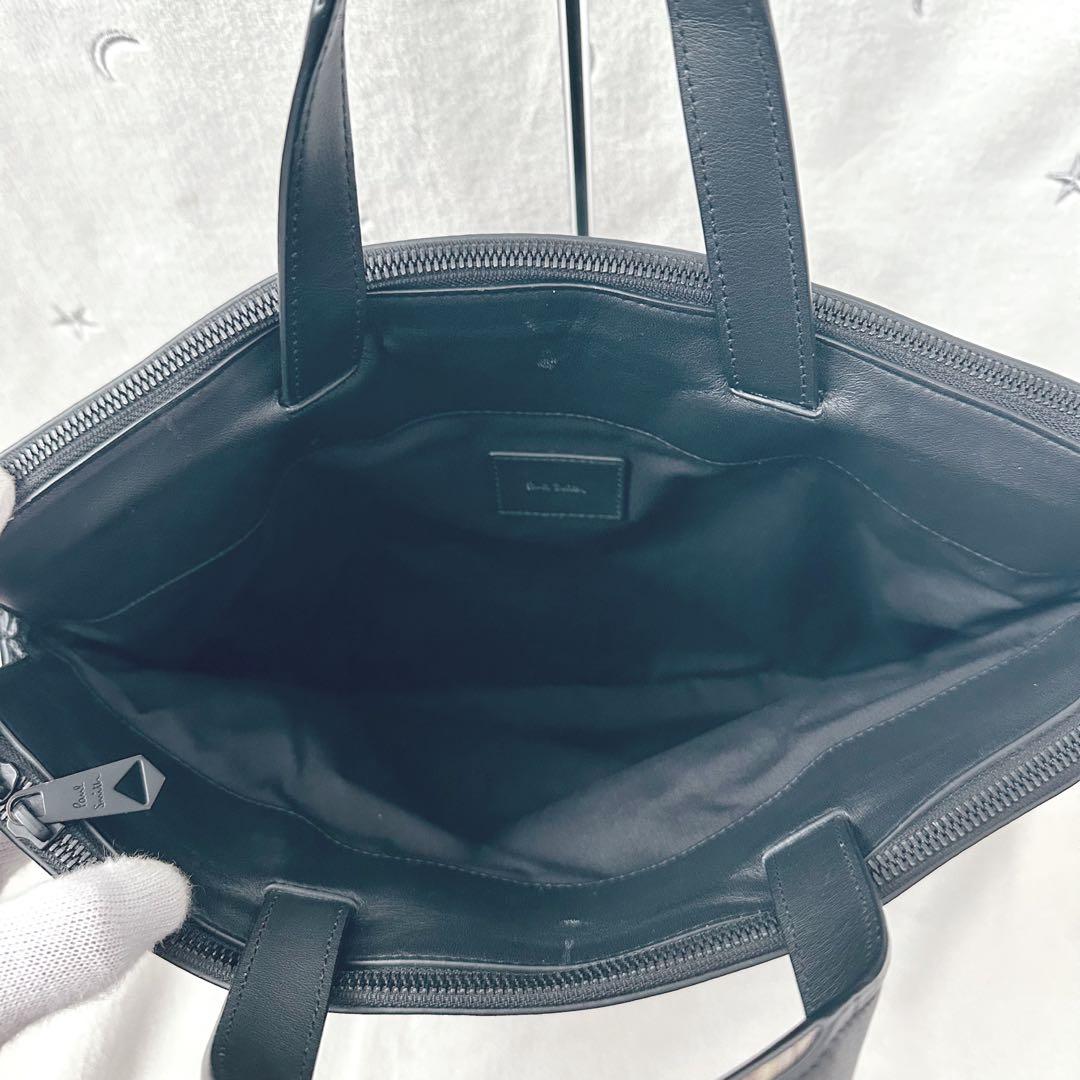 ポールスミス　ビジネスバッグ　シャドーストライプ　2way レザー　ブラック