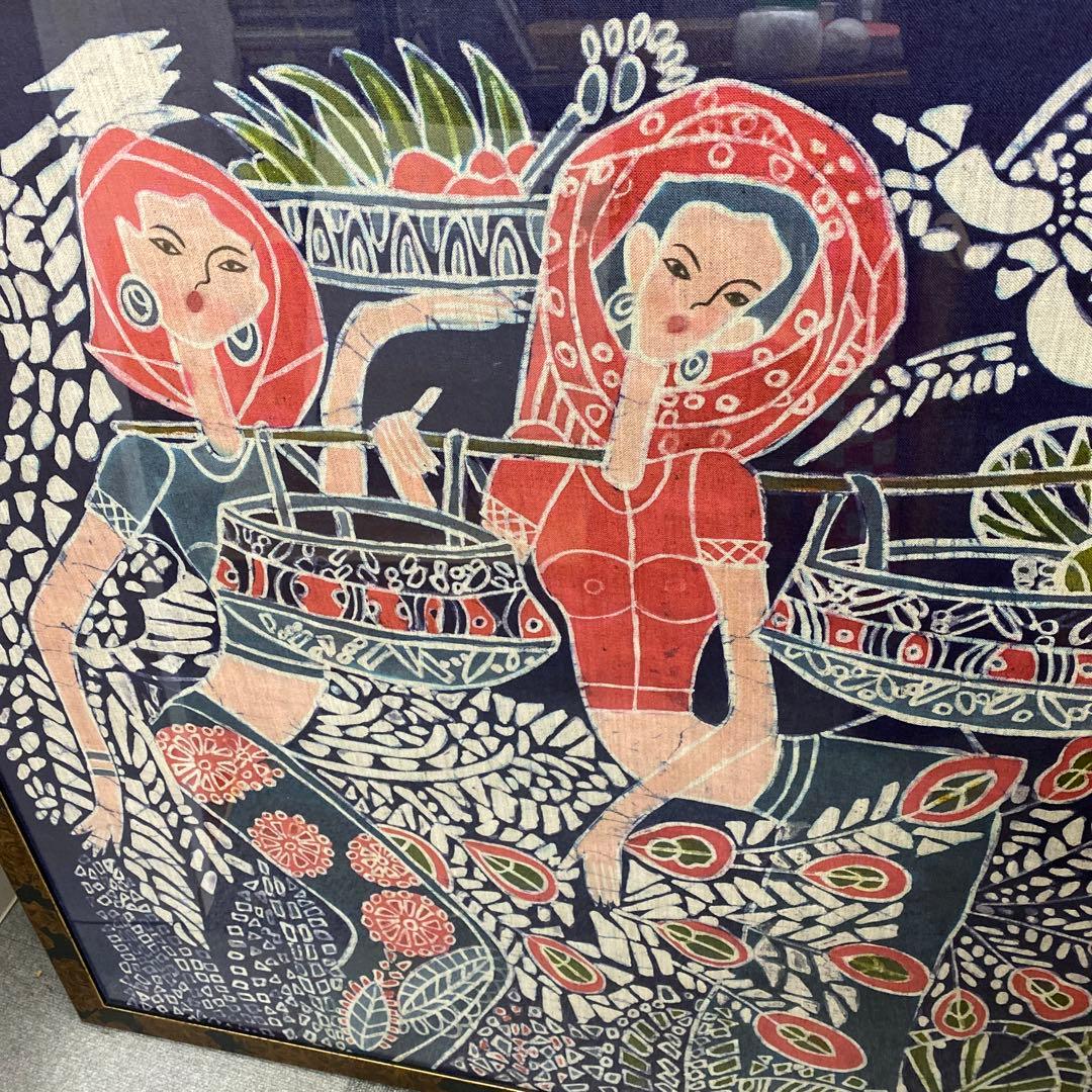 ガラスケース付きろうけつ染め額