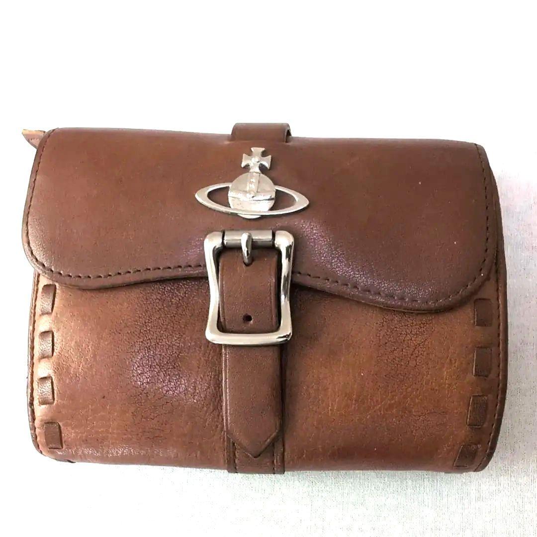 Vivienne Westwood 本革 折り財布 ブラウン 使用感あり d51
