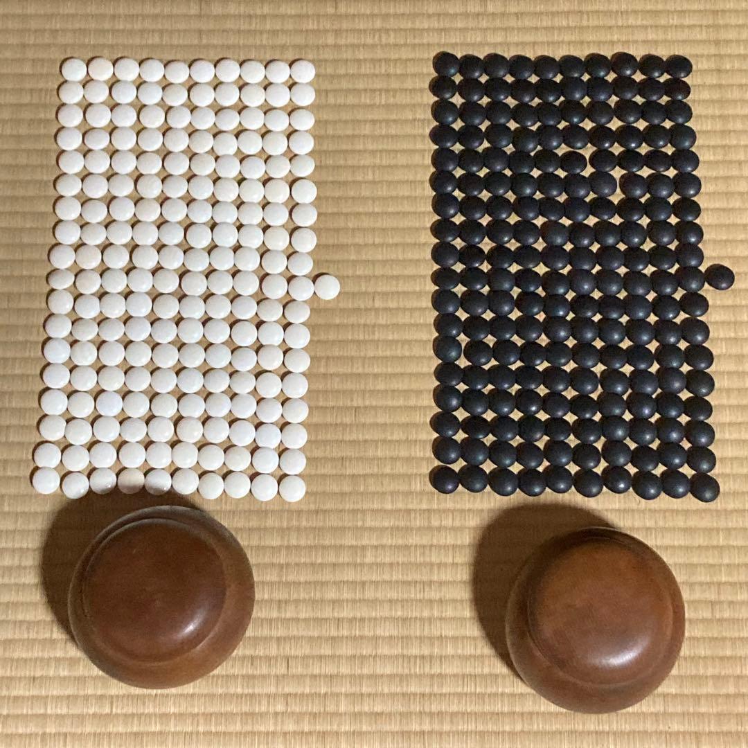 囲碁　碁石　蛤　蛤碁石　 本蛤 那智黒　白×181 黒×181 34号