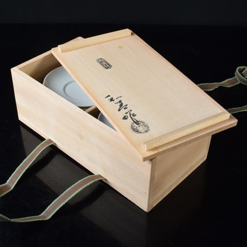 和食器　京焼　御室焼　北村和善作　白磁　吸茶碗　十二客　共布共箱　C　7485