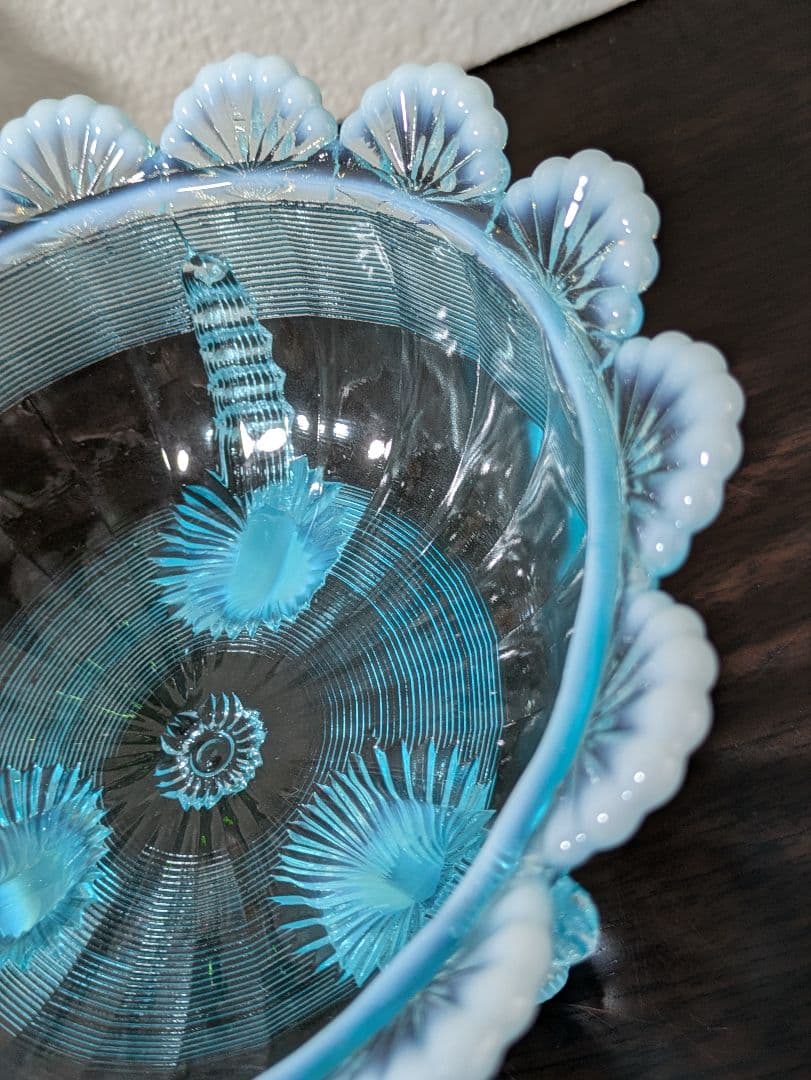 ヴィンテージMosser Glass　ラージサイズ　脚付きベリーボウル 　刻印