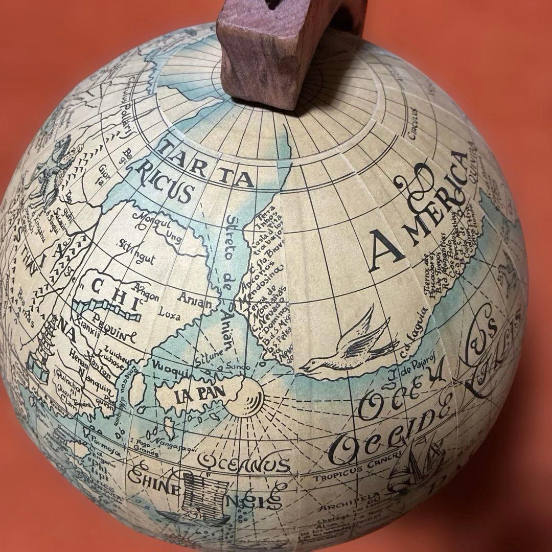 美品　スペイン製　高級インテリア　ビンテージ 地球儀 木製スタンド　回転可