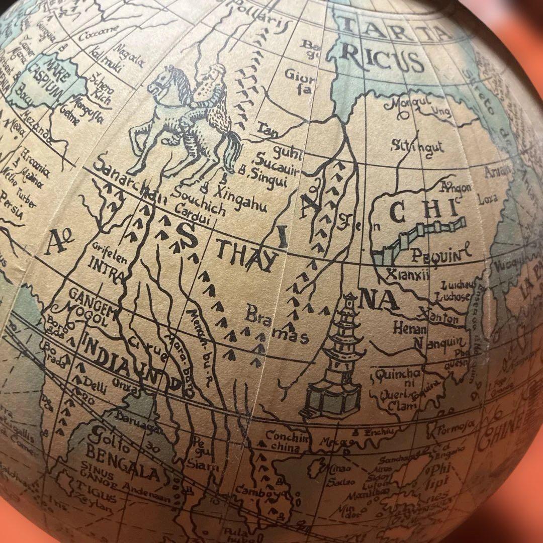 美品　スペイン製　高級インテリア　ビンテージ 地球儀 木製スタンド　回転可