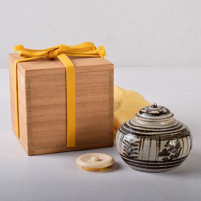 タイ古陶磁　スンコロク　宋胡録　香合　蓋物　時代箱　V　R8148