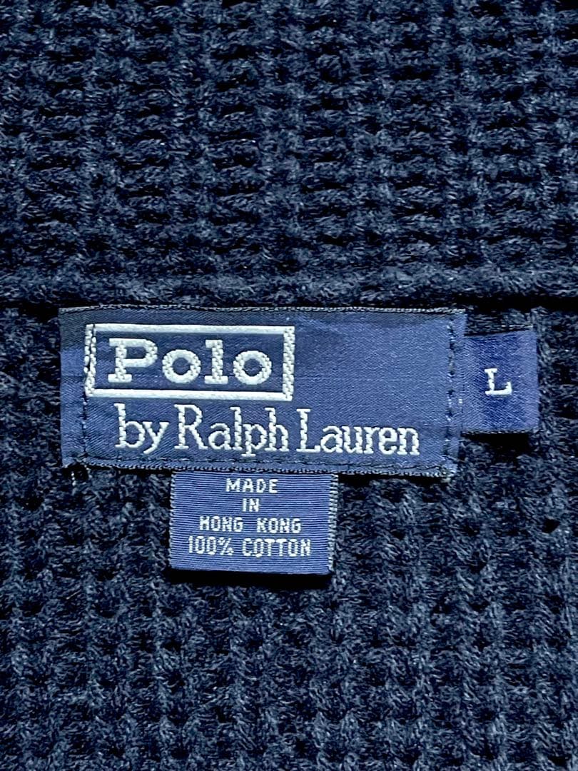 香港製 90s POLO ラルフローレン ドライバーズニット ジャケット 刺繍