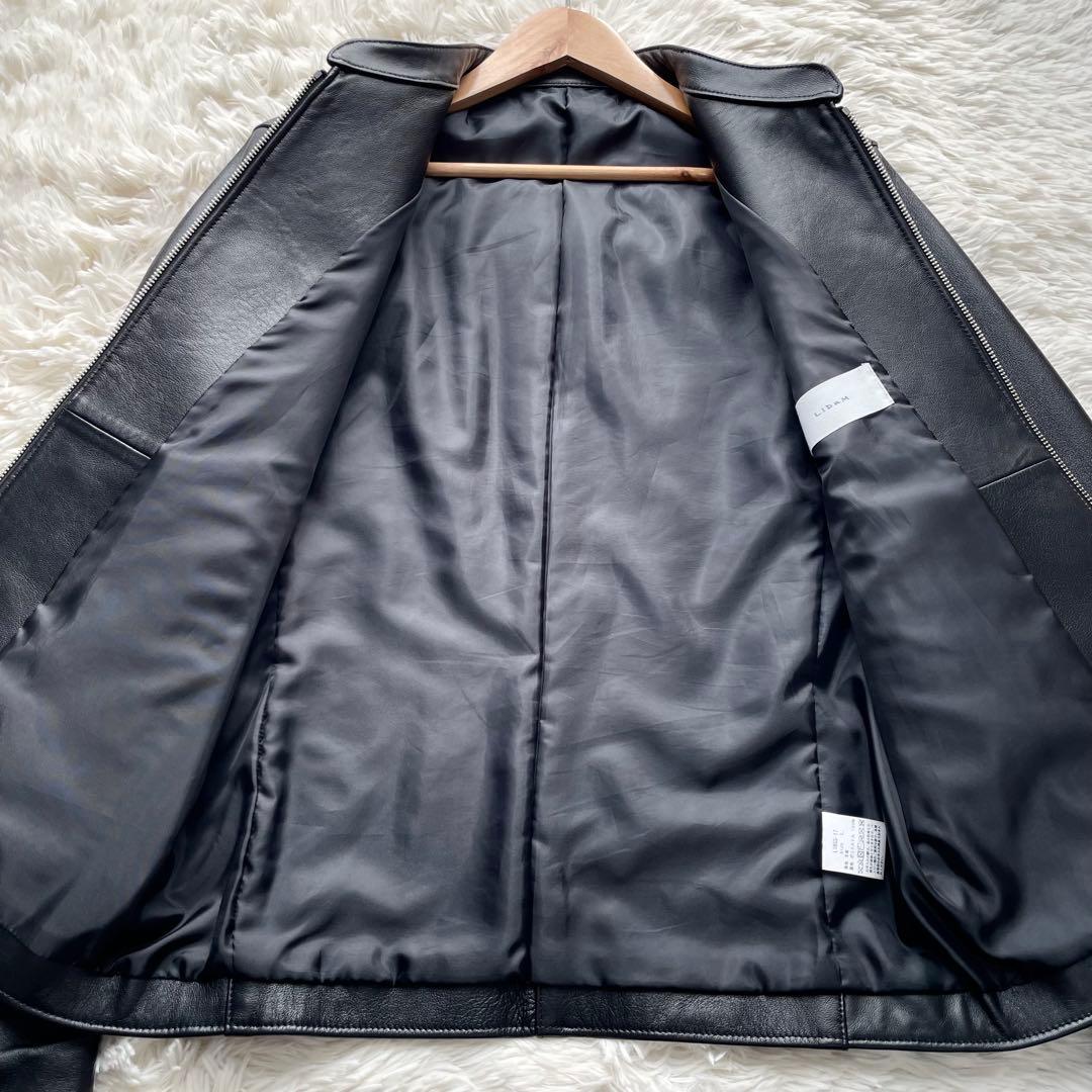 極美品✨リドム　ライダースジャケット　Wジップ　ラムレザー　黒　L
