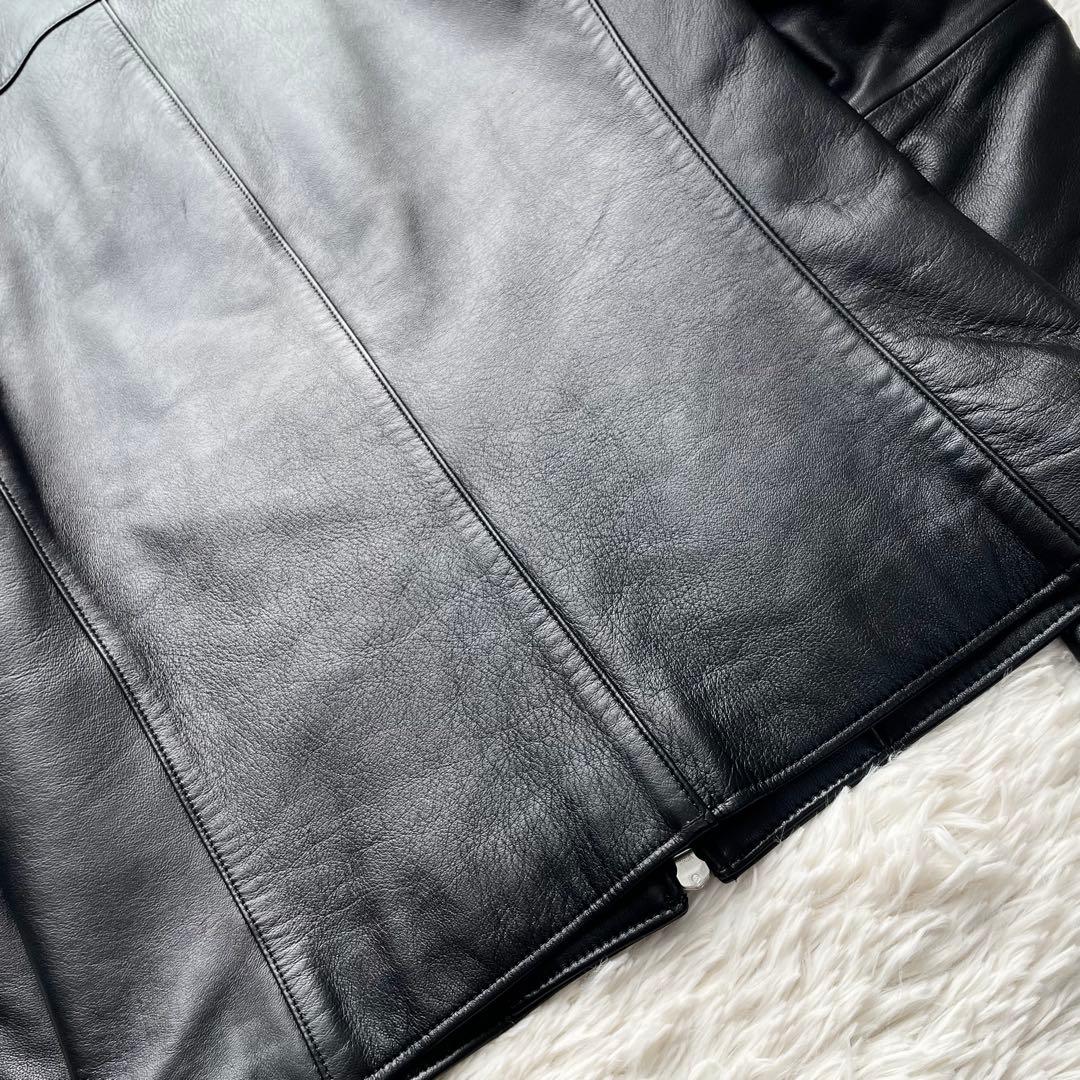 極美品✨リドム　ライダースジャケット　Wジップ　ラムレザー　黒　L