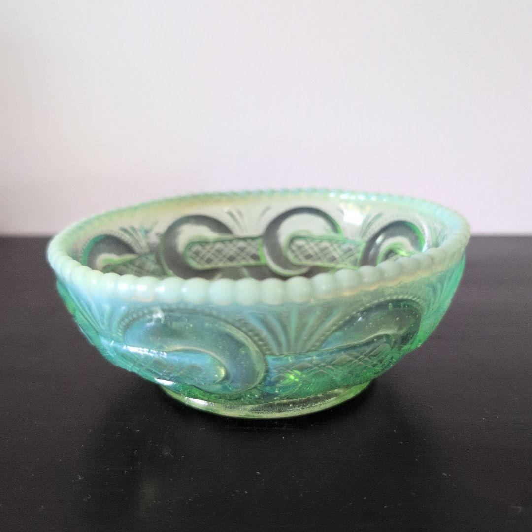 最終値下げ　ウランガラス　渦つなぎ紋　鉢　3客