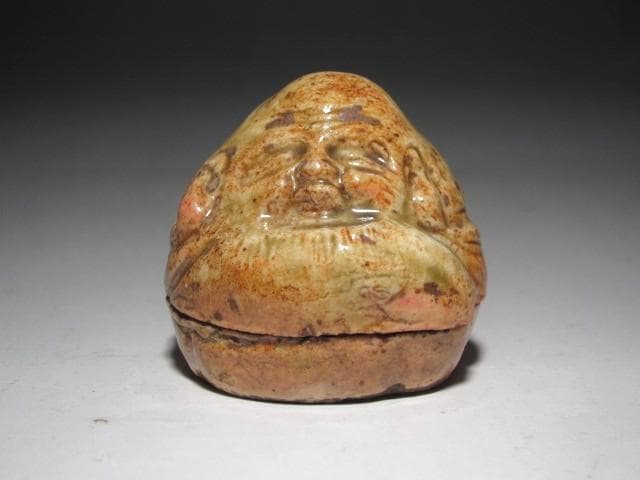 ☆　時代　布袋香合　表千家　九代了々斎在判・十三代即中斎追書　二重箱☆y594