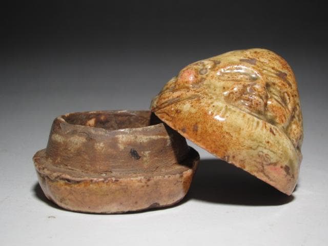 ☆　時代　布袋香合　表千家　九代了々斎在判・十三代即中斎追書　二重箱☆y594