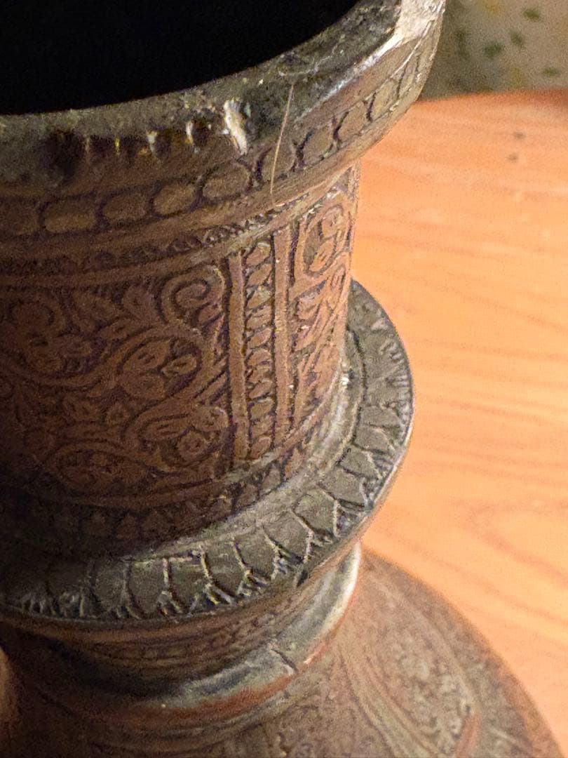 アンティーク金属製瓶silver&copper-inlaid brassvase