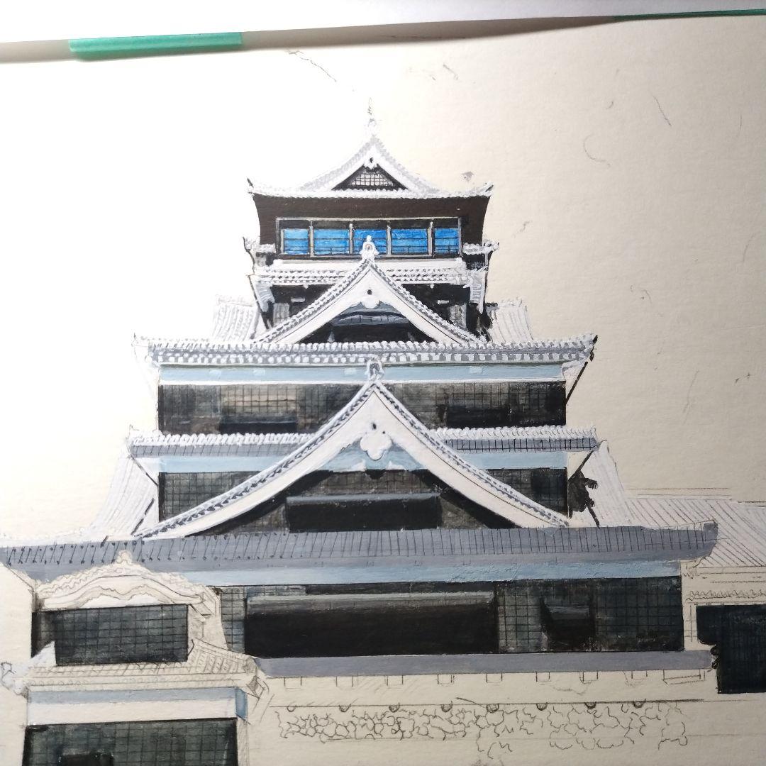 熊本城／水彩画
