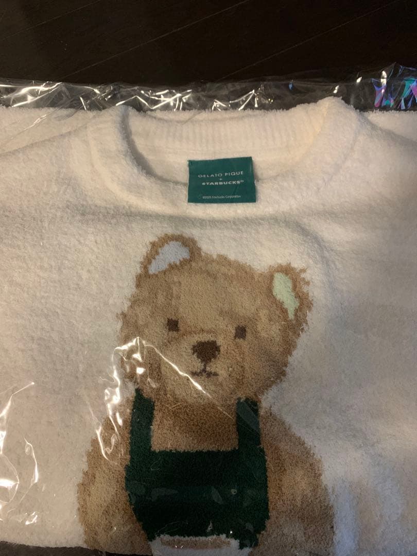 ジェラートピケ　スタバコラクマ刺繍フワフワルームウェア