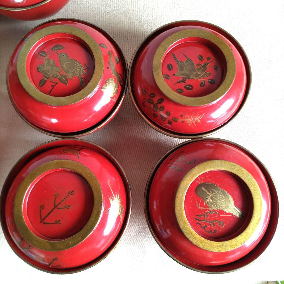 金蒔絵　花鳥絵変わり菓子椀　9客