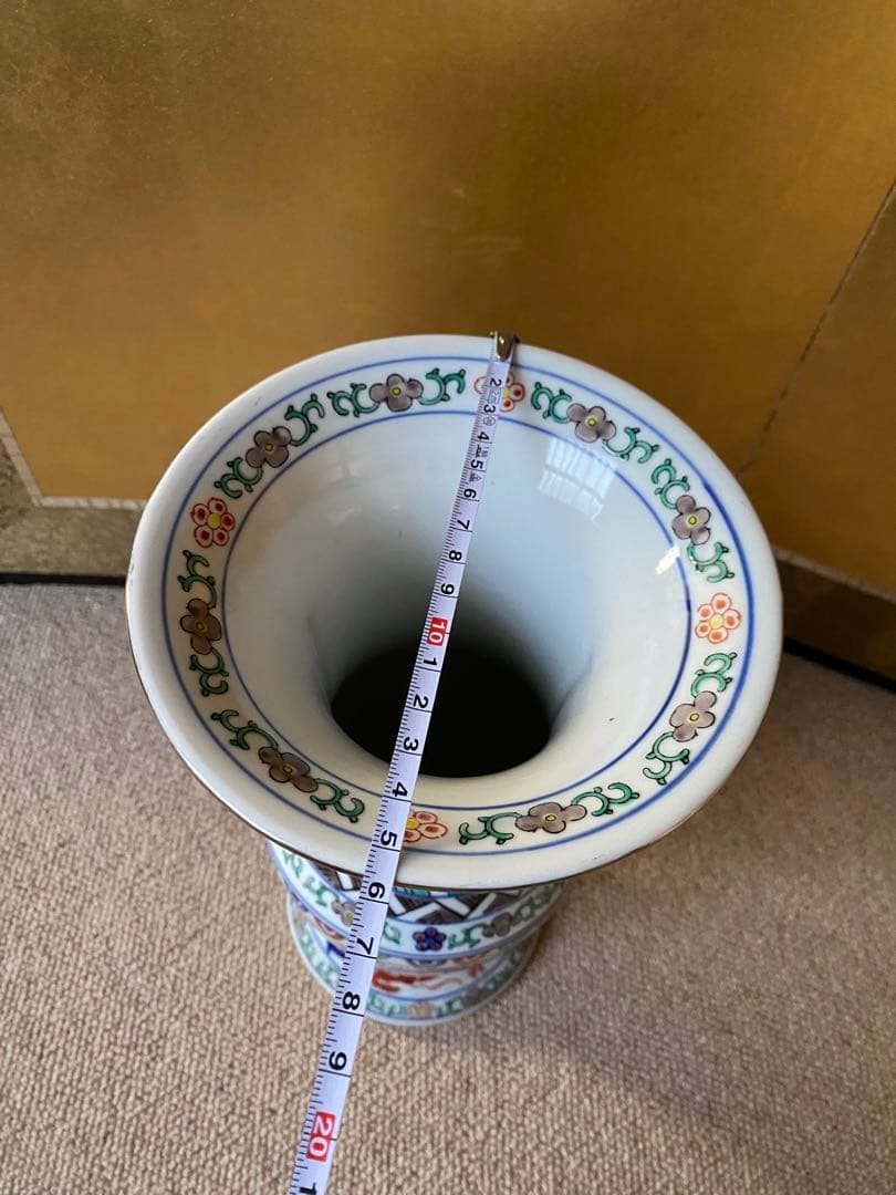 大明萬暦年製銘 染付赤絵花瓶　30.5㎝