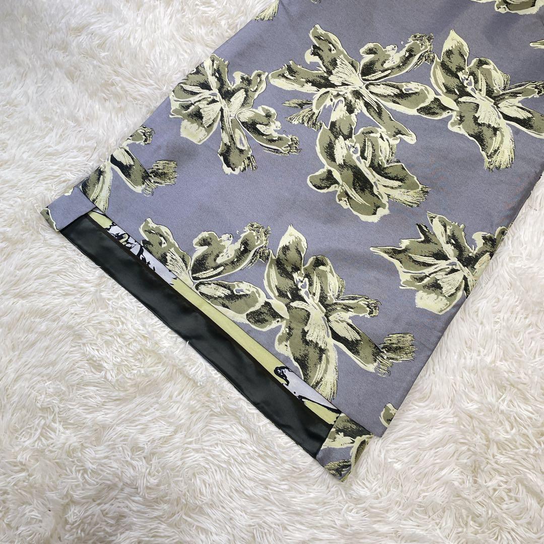 美品日本製 38【ADOREフラワージャガードひざ丈ドレス】ワンピース