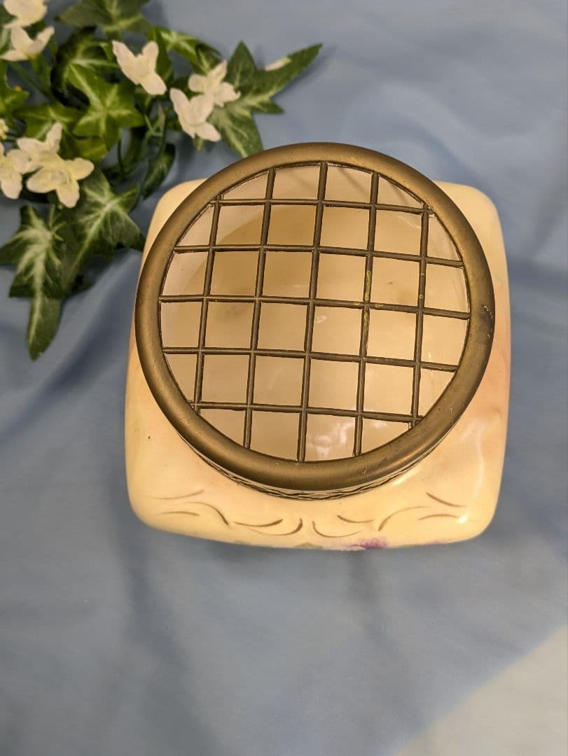 英国 アンティーク 陶器製 花器 一部ハンドペイント