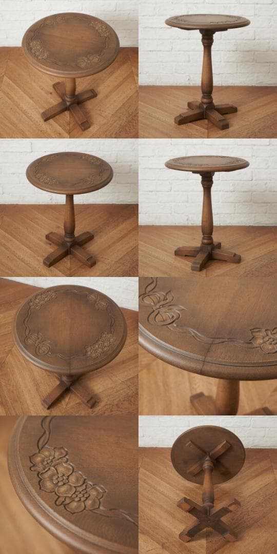 91112★オーク材 サイドテーブル 花台 オケージョナルテーブル