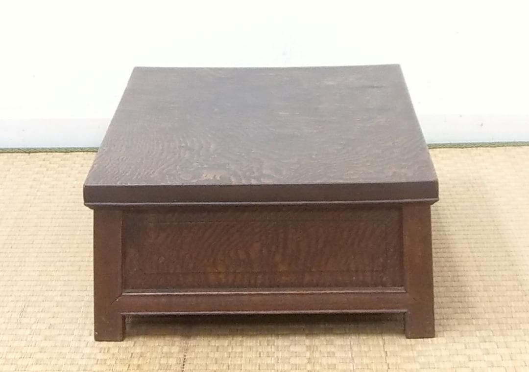 希少 木製 欅 全面縮杢 無垢 隠し引き出し 平卓 長方卓 花台 飾り台 供物台