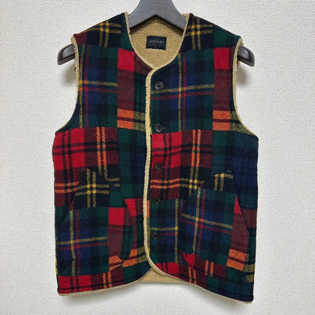 【中古】　SOPHNET. Johnson 米国製 裏ボア ベスト 赤 L