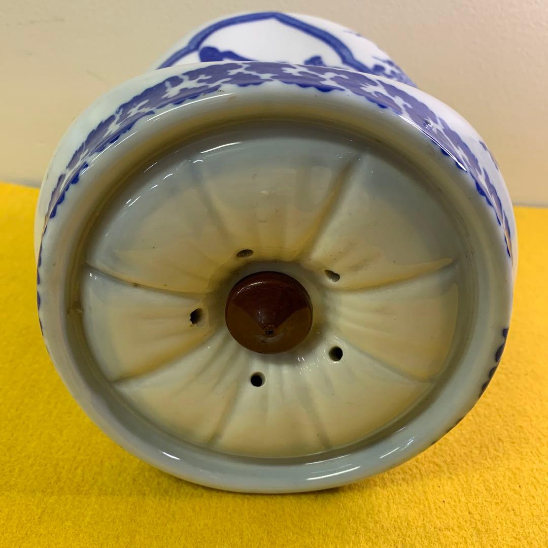 陶器の枕（陶枕）寿福の文字　染付花模様 和風磁器枕　松竹梅染付　アンティーク