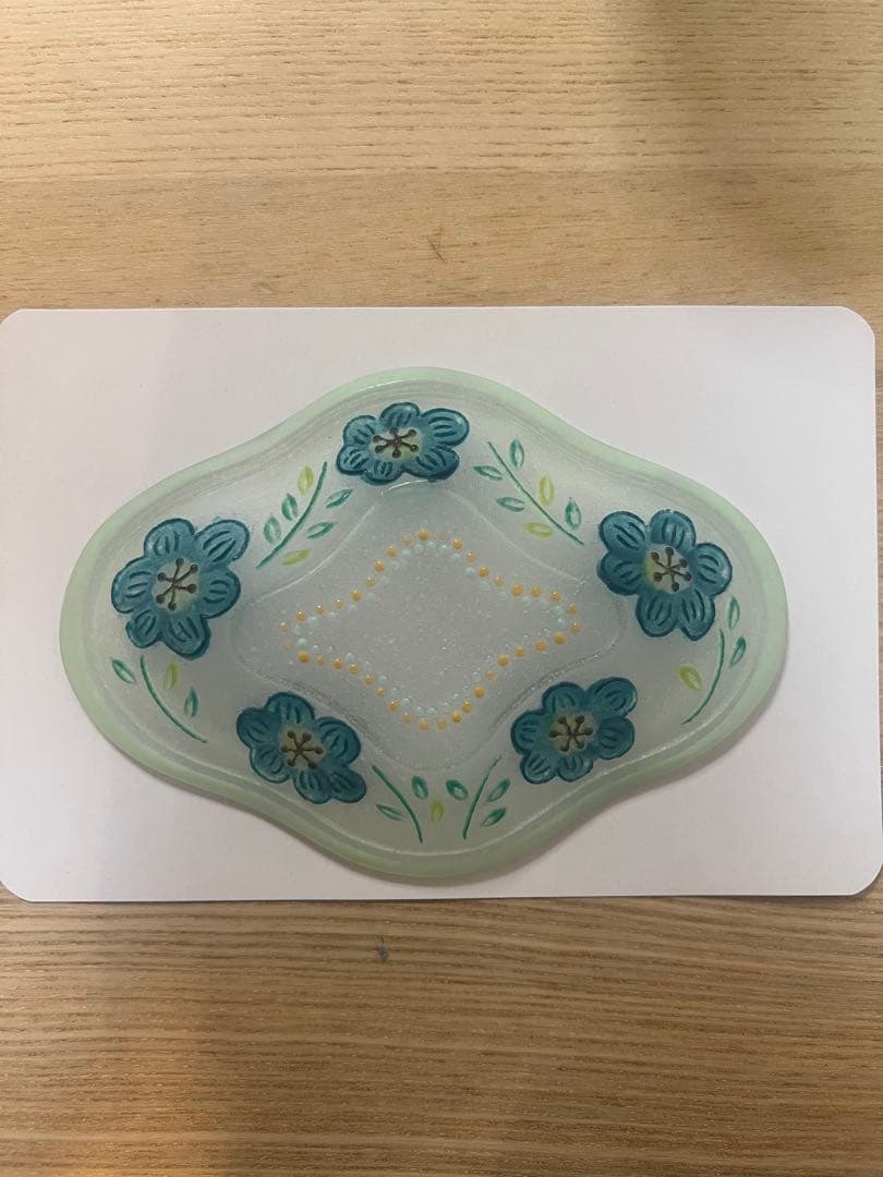 菱形皿　中　パート・ド・ヴェール ガラス 竹中悠記さん