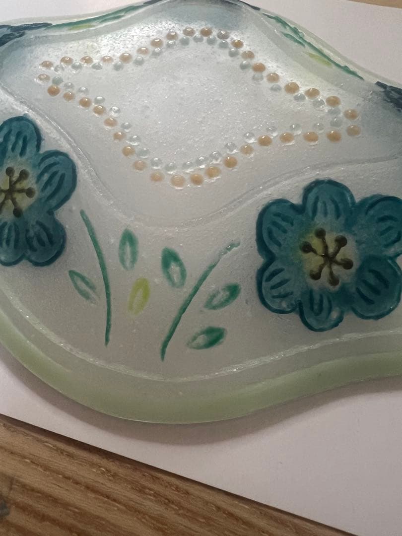 菱形皿　中　パート・ド・ヴェール ガラス 竹中悠記さん