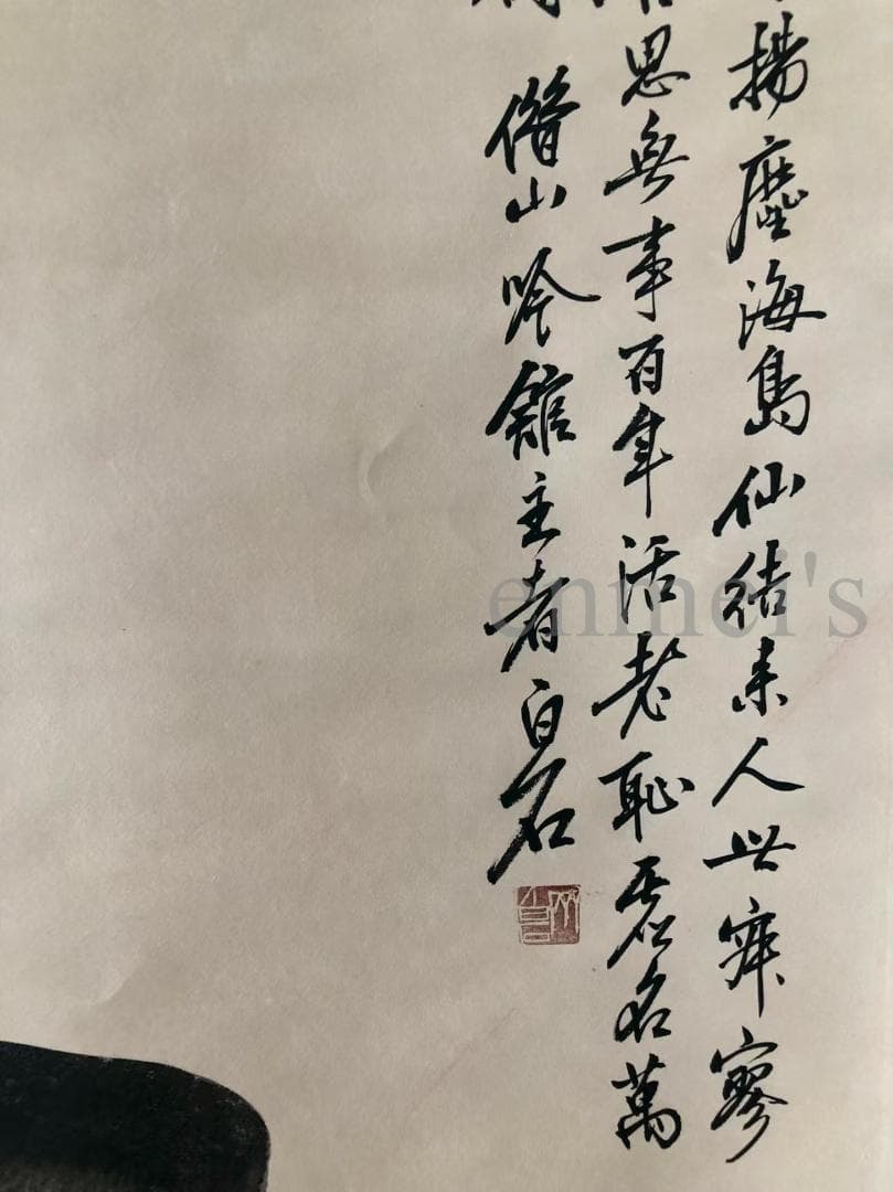 中国古美術・純手描き四尺人物掛軸・国画・斉白石印款・宣紙・茶道・賞物・肉筆・書