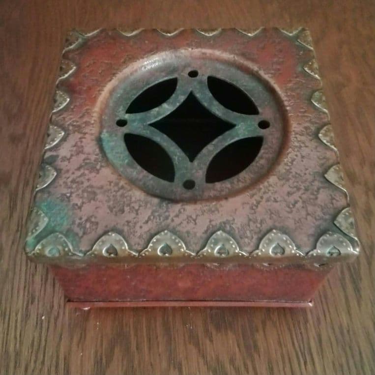 逸品　緋銅　毛織式　香炉　花活け　灰皿　松栄堂　明治金工　和骨董　アンティーク