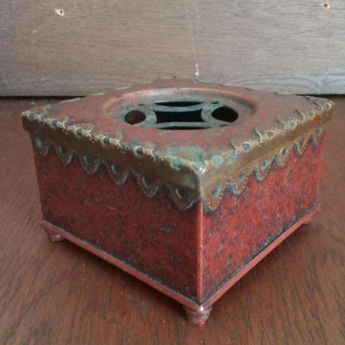 逸品　緋銅　毛織式　香炉　花活け　灰皿　松栄堂　明治金工　和骨董　アンティーク