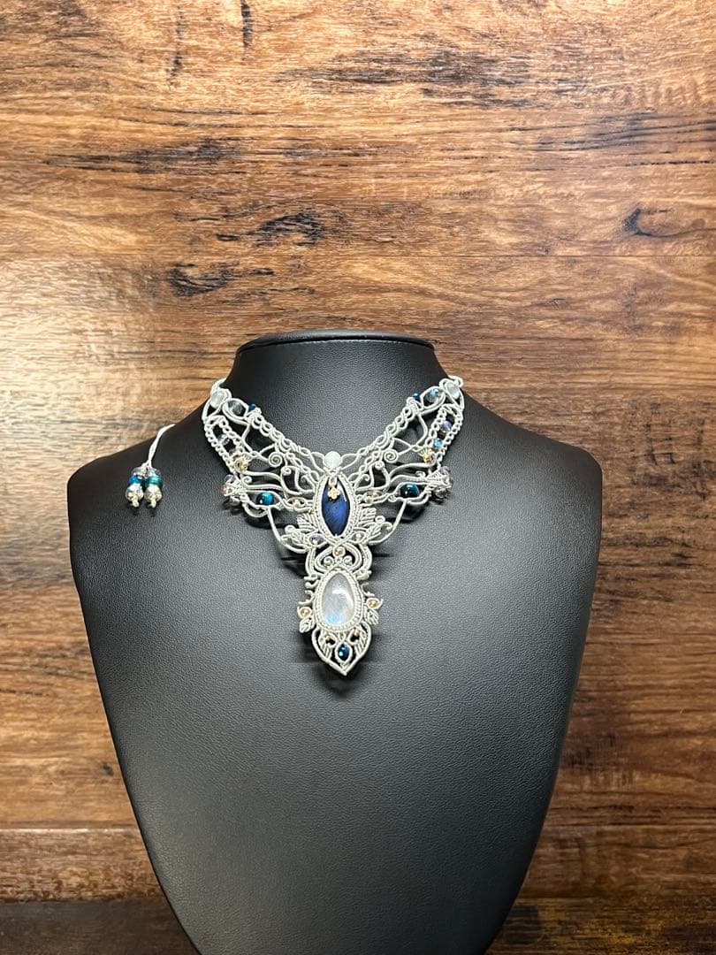 【handmade】マクラメ×ラブラドライト ムーンストーンネックレス