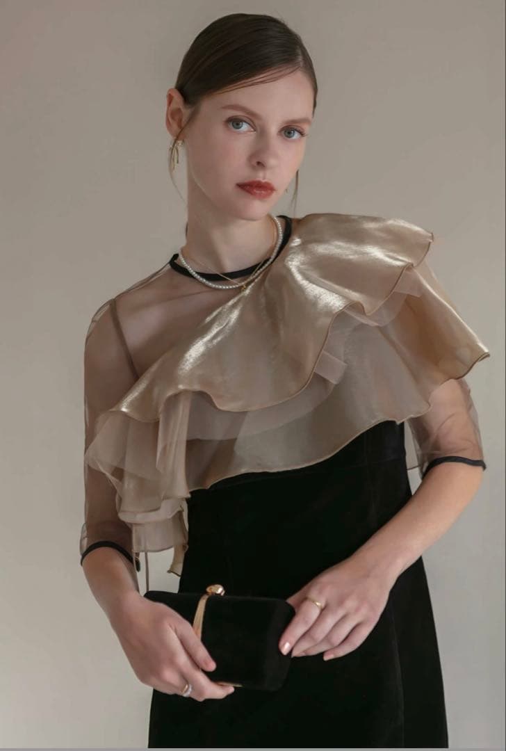 【ぽっちゃま】アシンメトリーティアードフリル3WAYベロアIラインドレス