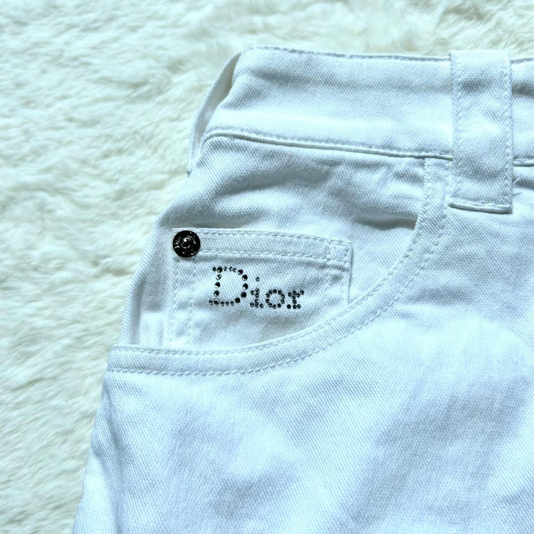 美品 ディオール タイトスカート オフホワイト デニム ビジュー y2k 38