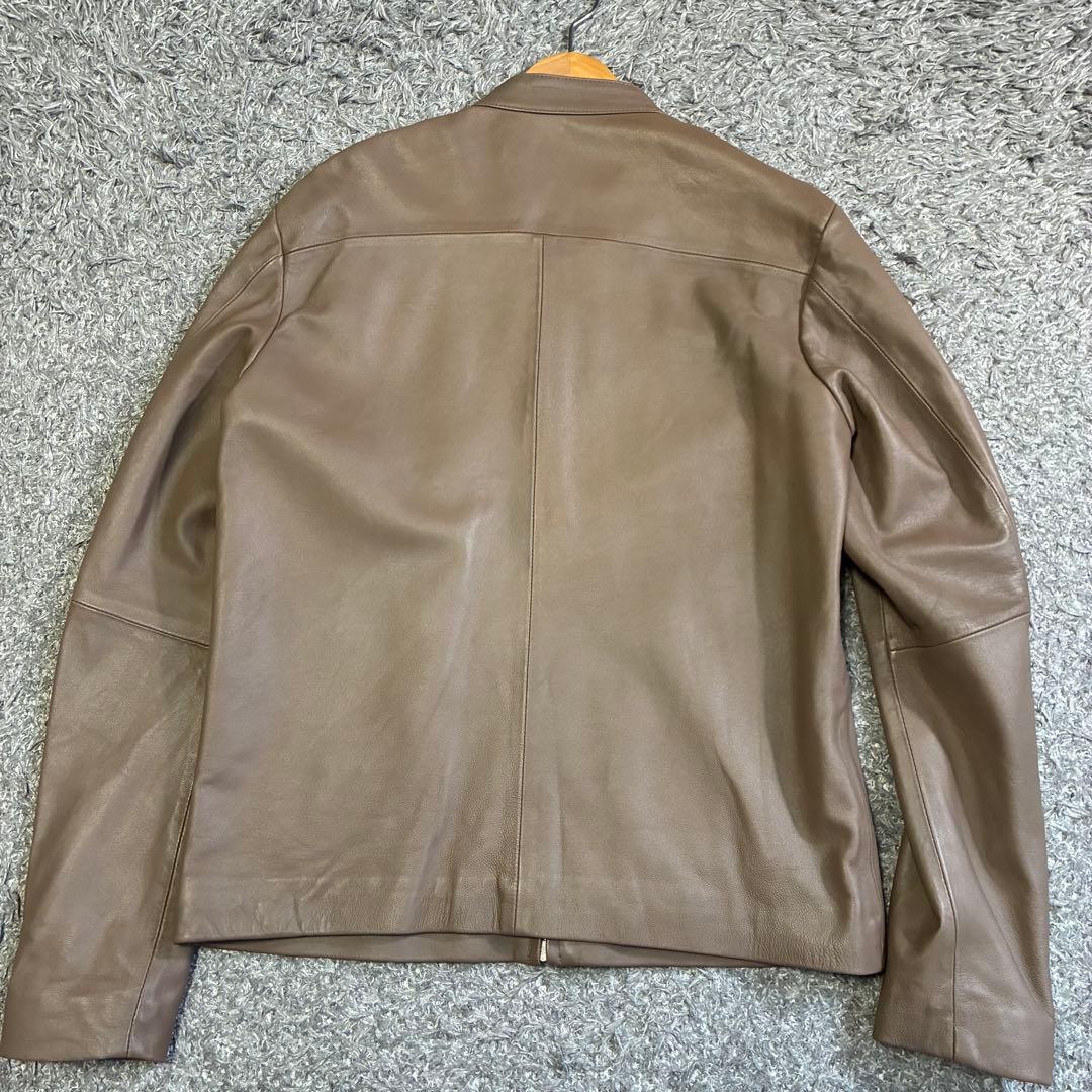 【美品】タケオキクチ ラムレザー シングルライダースジャケット L ベージュ