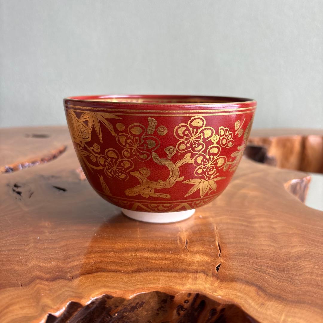 加藤松香 「仁清金襴手松竹梅」抹茶碗 茶道具 共箱