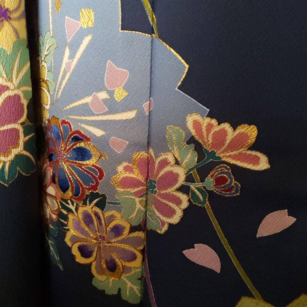 331【最終価格】【落款】【ブルーグレー】【正絹振袖6点フルセット】成人式卒業式