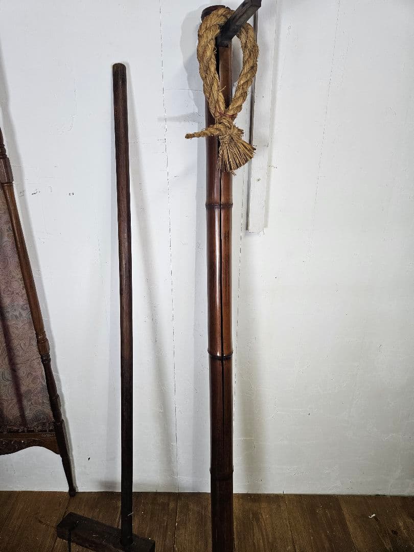 自在鉤 炉鍵 2本セット 囲炉裏 古家具 和モダン インテリア 古道具 竹