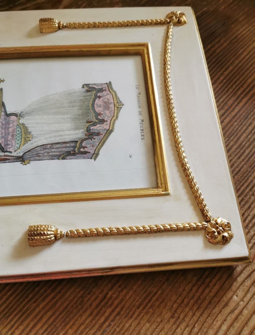 アンティークフランス ルイ16世式天蓋ベッド イタリア額装 マリーアントワネット