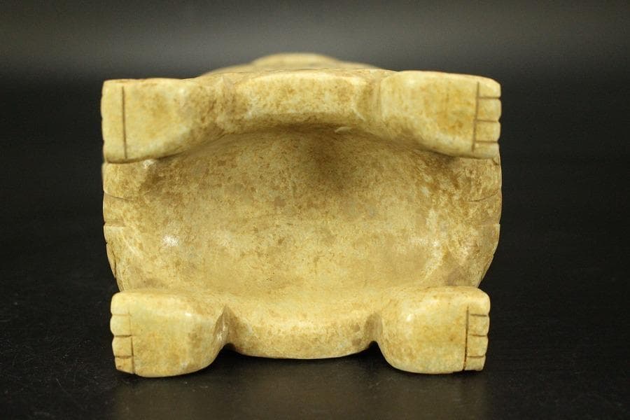 中国美術 砡石 刻 饕餮紋 香炉 置物(ZE575)