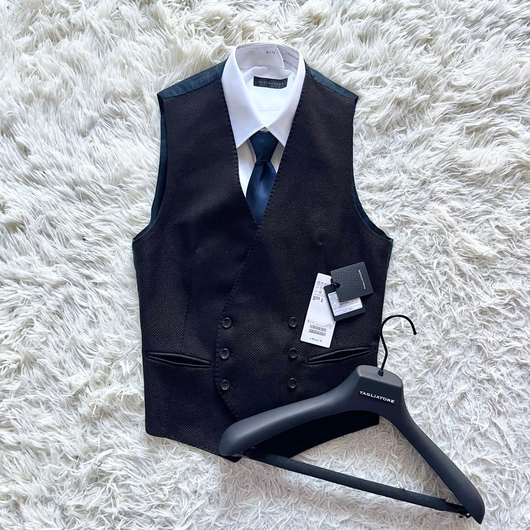 <美品タグ付>TAGLIATORE ブラウン ウール ダブル ジレ サイズ42
