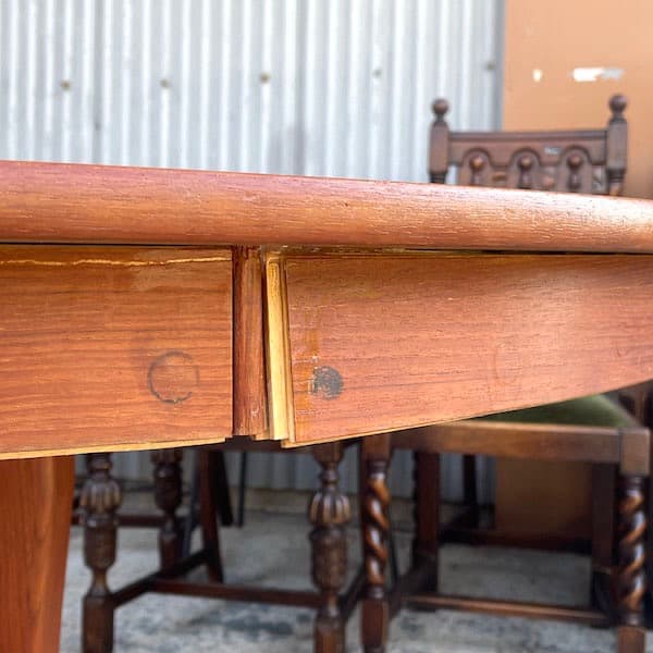 北欧ビンテージ　デンマーク　伸縮ダイニングテーブルテーブル　円形