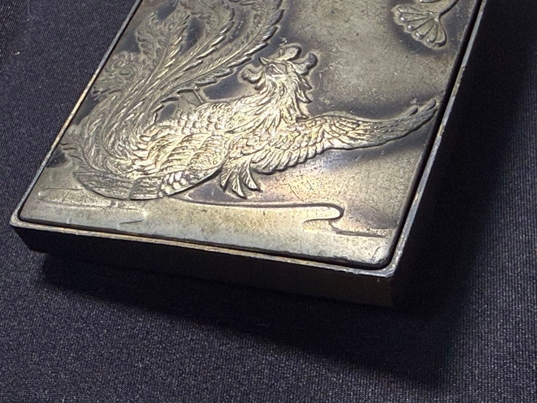 極上 鳳凰 彫金 装飾箱 鹿透かし文様 古い金属製 アンティーク 精密細工