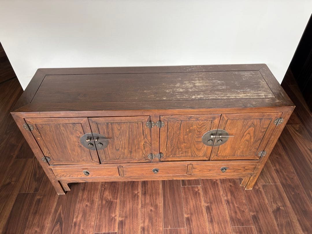 木製アジアンスタイルキャビネット 引き出し付き