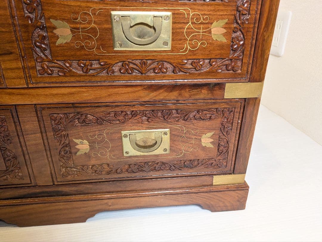 アンティーク　木彫　家具　彫刻　 チェスト 引き出し